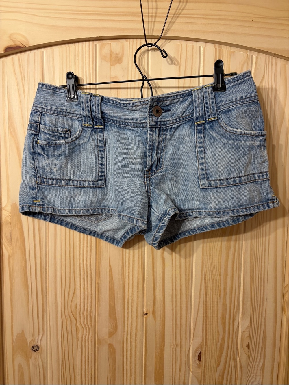 Vintage Y2K American Eagle Micro Mini Denim Shorts Size 8 Summer Festival BoHo